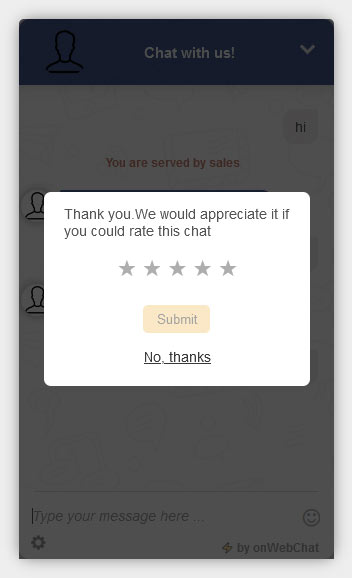 onWebChat - chat window (chat widget) visitor can rate their chat